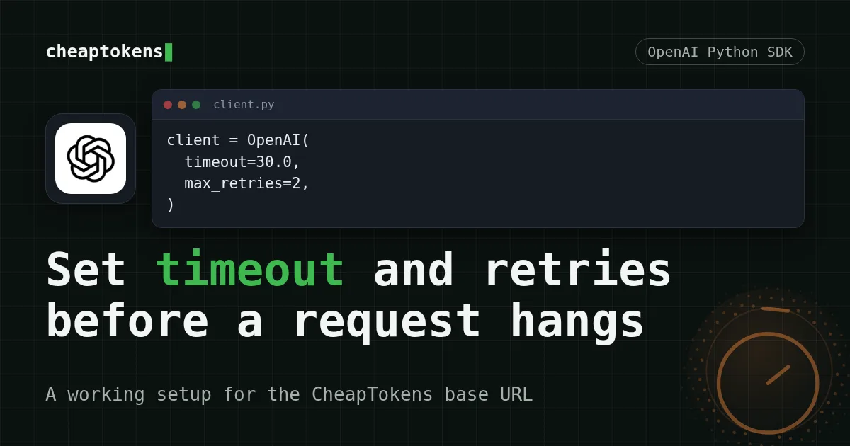 Python code with timeout=30.0 and max_retries=2 on a dark background