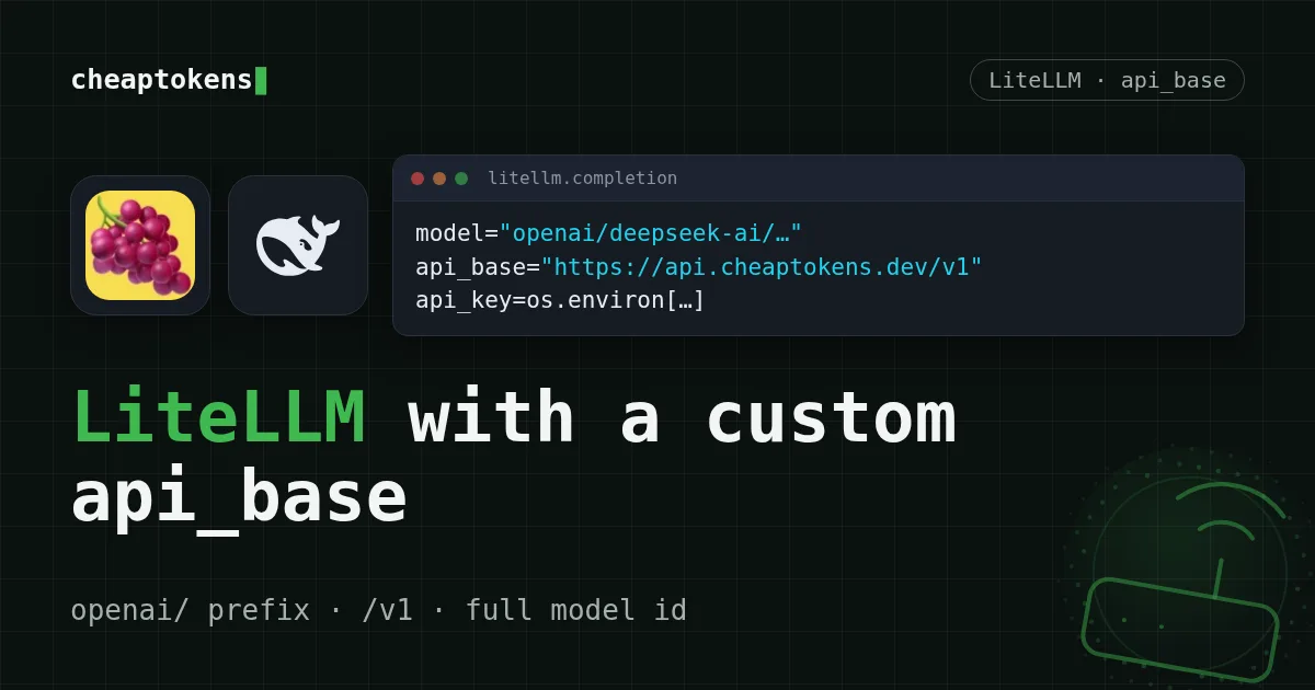 LiteLLM call with openai/ model prefix and api_base pointing to CheapTokens