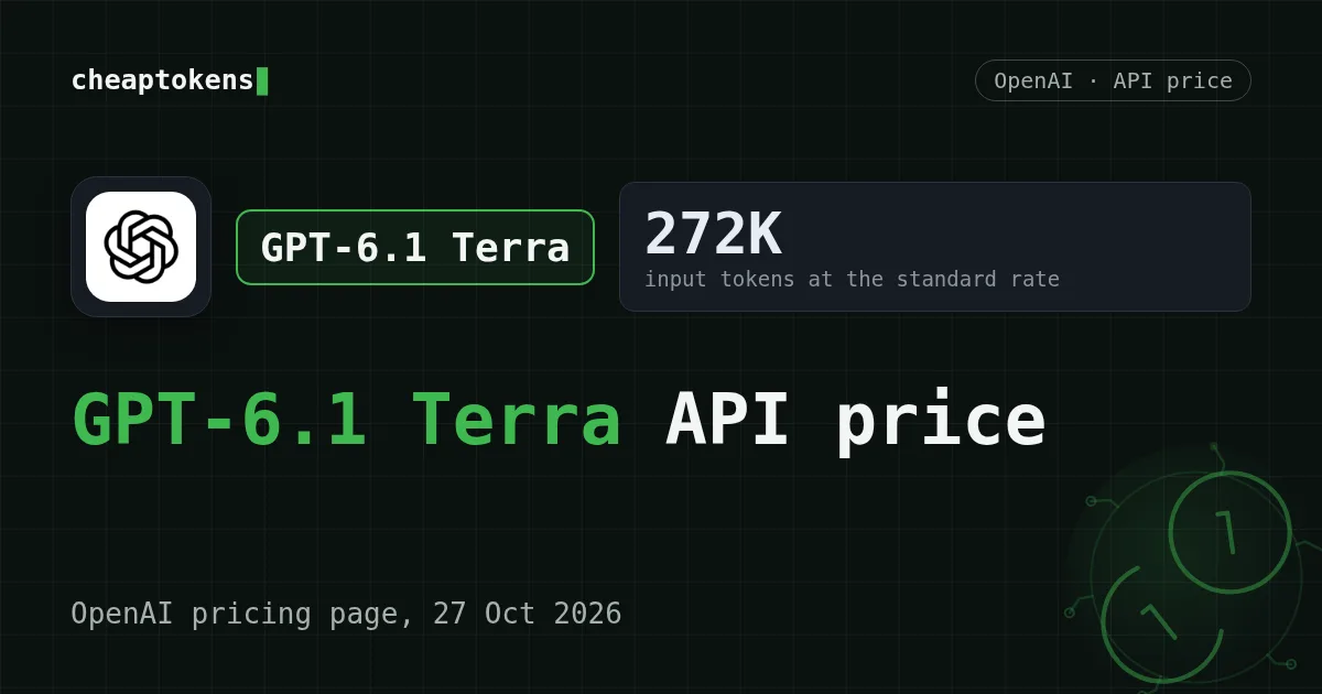 Cover: GPT-6.1 Terra API price compared with GPT-5.6 Terra