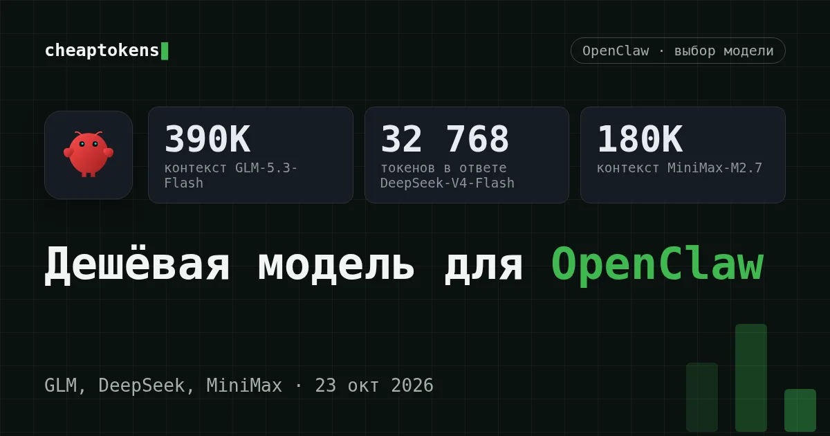 Обложка: GLM-5.3-Flash, DeepSeek-V4-Flash и MiniMax-M2.7 в сравнении для агента OpenClaw