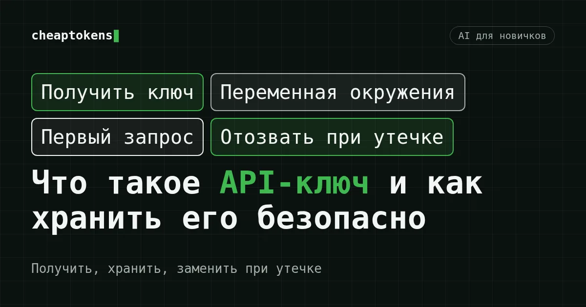 Обложка: API-ключ как пароль от аккаунта в нейросети, хранящийся в переменной окружения