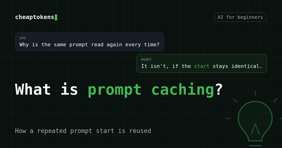 Cover: What is prompt caching, with a chat asking why a repeated prompt is billed again
