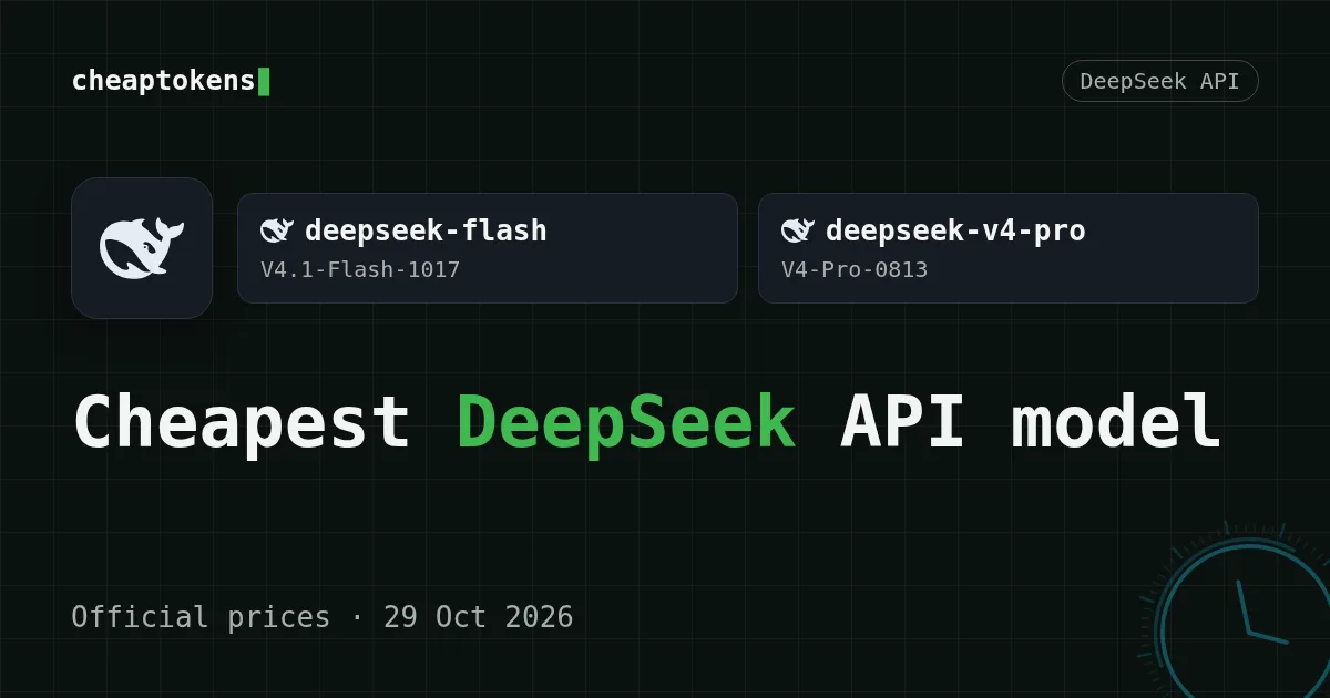 Cover: Cheapest DeepSeek API model, deepseek-flash and deepseek-v4-pro side by side