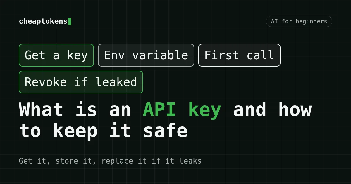 Cover: an API key as a password for an AI account, kept in an environment variable