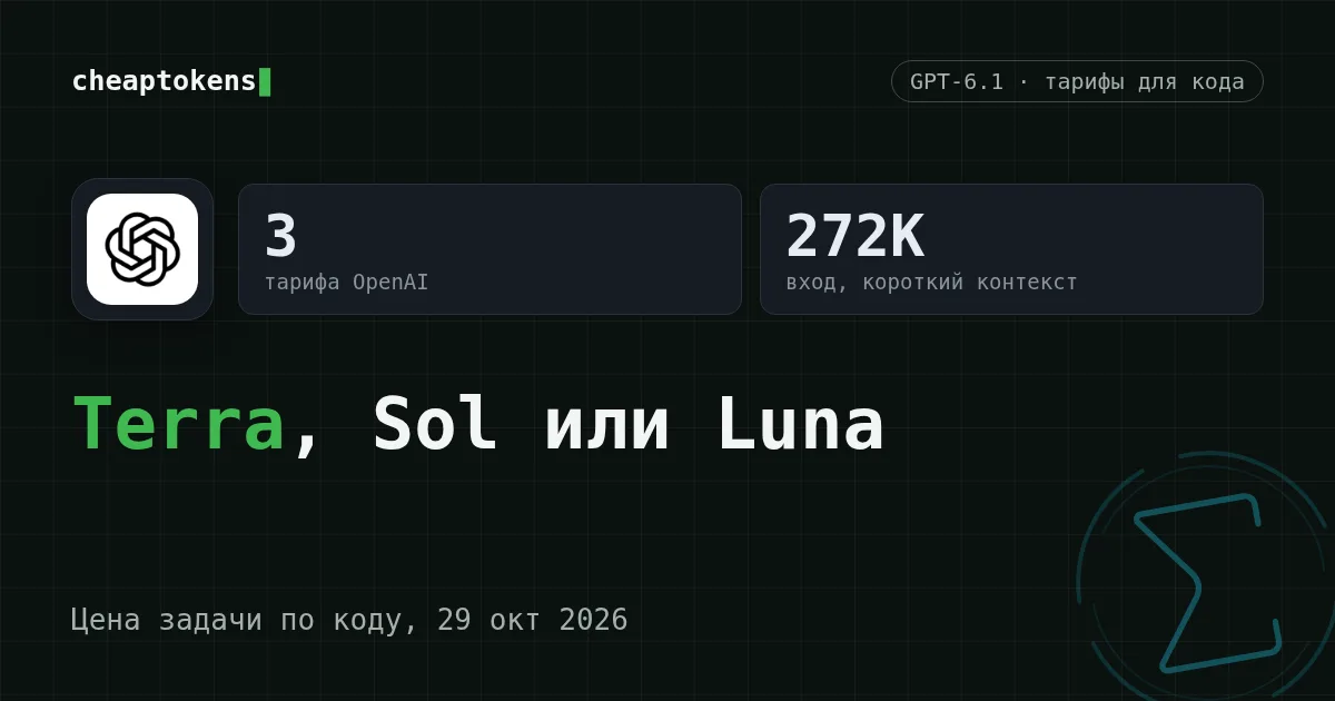 Обложка: GPT-6.1 Terra, Sol или Luna — цена задачи по коду